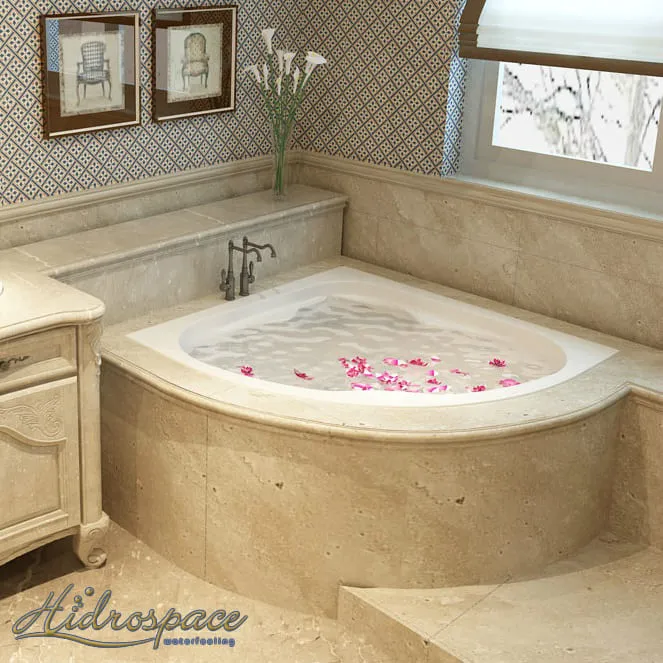 VICTORIA 110 x 110 ECK-WHIRLPOOL-BADWANNE MIT SITZ